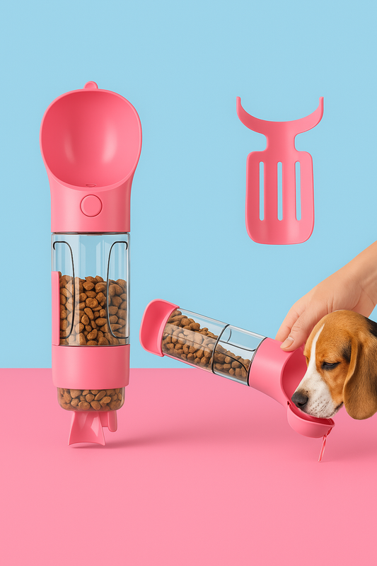 550ML Dog Water Bottle 4 in 1 Portable Pet Water Bowl Dispenser Cat Dog Travel Water Cup with Poop Collection Shovel for Walking